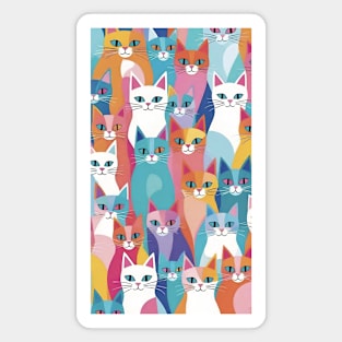 Abstract Cat Odyssey: A Journey Through Colors Magnet